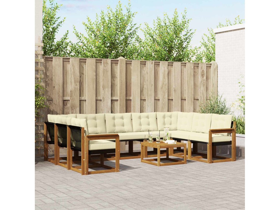 Vidaxl Conjunto De Sofás Para Exterior 10 Unid. Natural E Creme