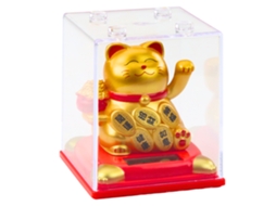 Gato Da Sorte Chinês Em Vitrina, Estatueta Solar, Ornamento