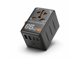 Adaptador de Viagem Internacional 5 em 1 Tessan USB-C 65W com Proteção de Segurança