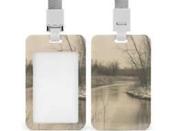 Suporte Crachá Old River Inverno, Capa Protetora Vertical com Cordão, Estojo Plástico Impermeável, Suporte Crachá
