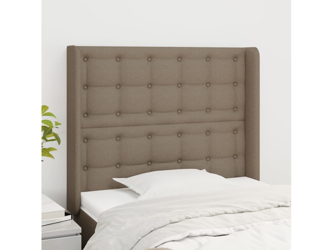 Cabecero con Trabillas de Tela 103x16x118/128 Cm Gris-Marrón