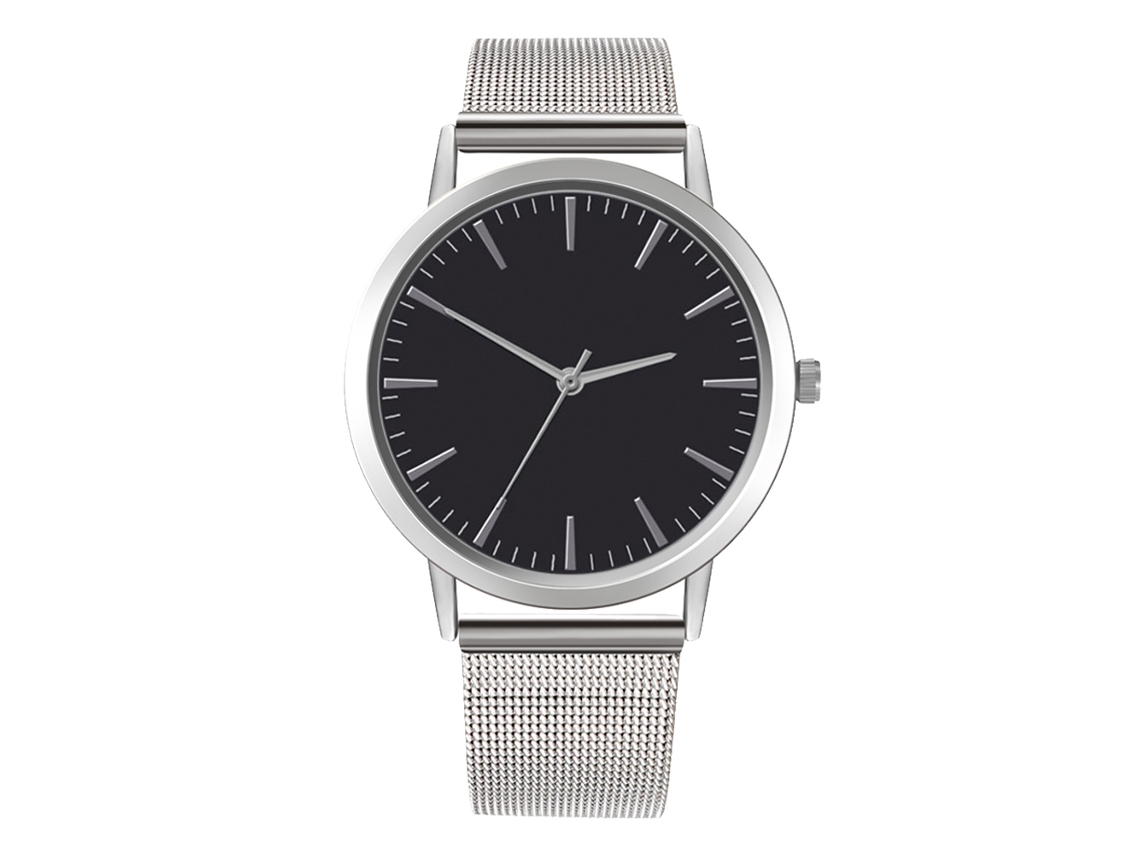 Reloj Analógico De Cuarzo Con Correa De Malla Simple Casual Zhoulianfa (plata+negro)