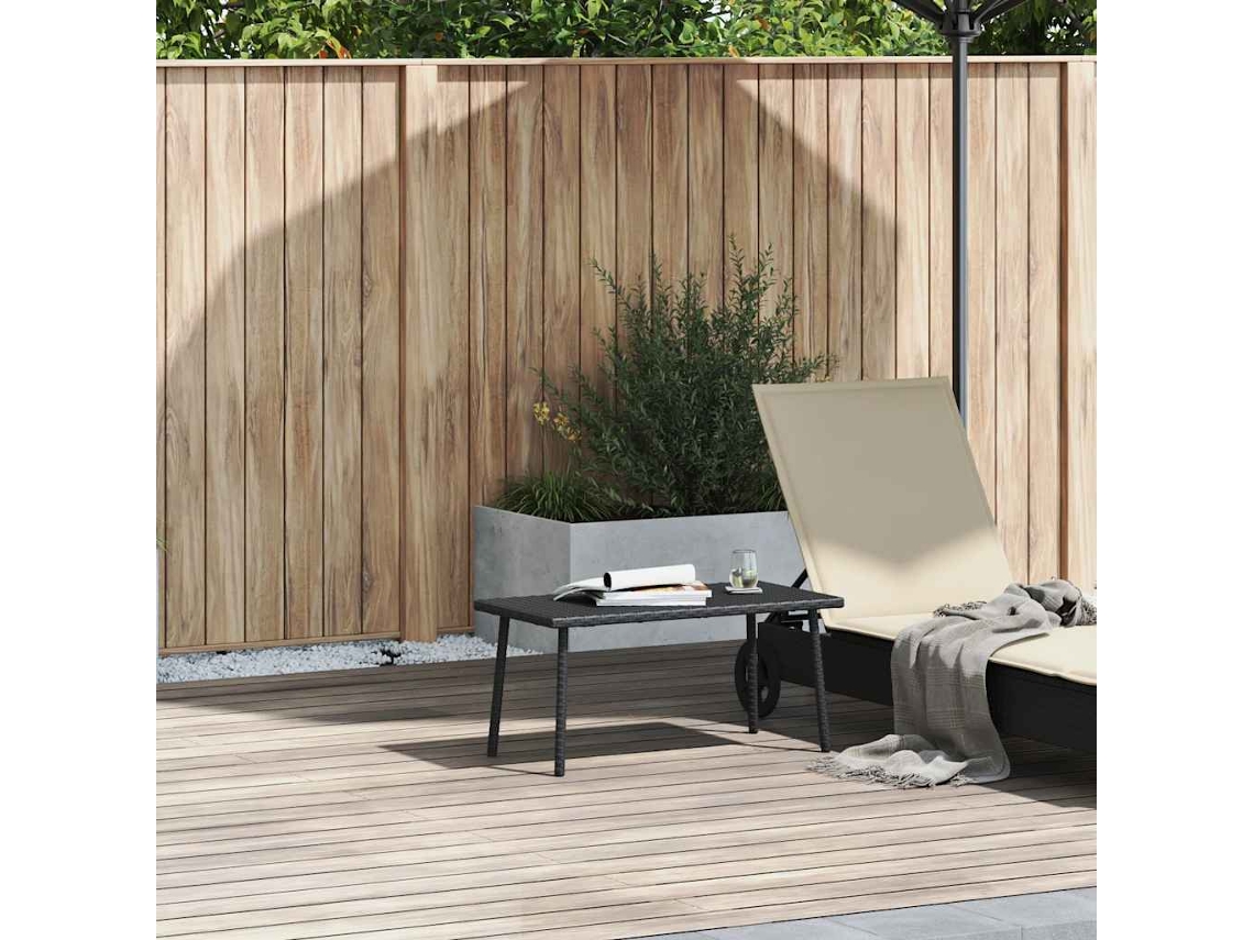 Vidaxl Mesa De Centro De Jardim Retangular 80x40x37 Cm Vime Pe Preto