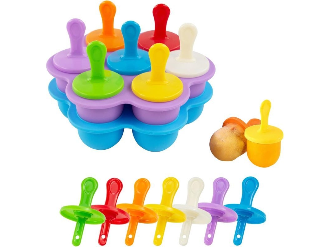 2026 2 Moldes de Silicona para Sorvete com 7 Cavidades e Palitos Plásticos Coloridos para Diy Paletas Cdh