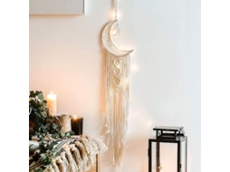 Colar De Parede Macramé Com Luz Led, Rede De Sonhos Lua Tecido Tapete