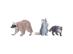 3 Pcs Modelo De Guaxinim Brinquedo De Mesa Simulação Animal Estático Para Crianças 3 Anos +