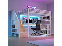 Cama Alta Metal Branca 90x200 Cm