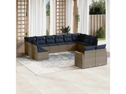 Vidaxl Conjunto De Sofá De Jardim Com 12 Peças E Almofadas Em Rattan Sintético Cinza