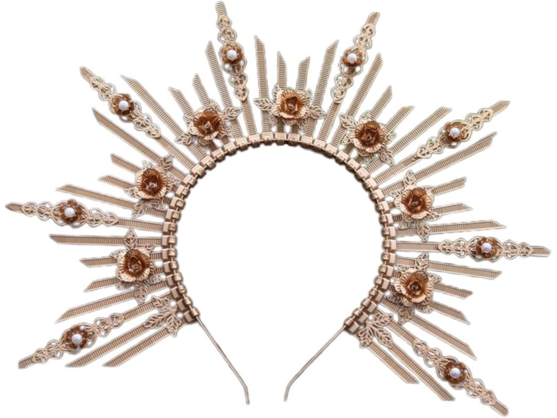 Tiara Coroa De Deusa Lolita Dourada, Tamanho Único, Para Meninas E Mulheres, Ideal Para Cosplay E Festas