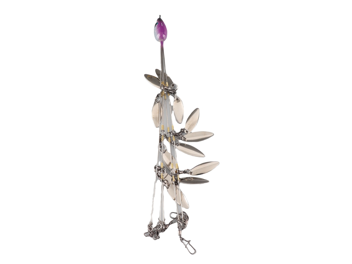 Rig de Pesca com 12 Laminas e Iscas Artificiais Rosa