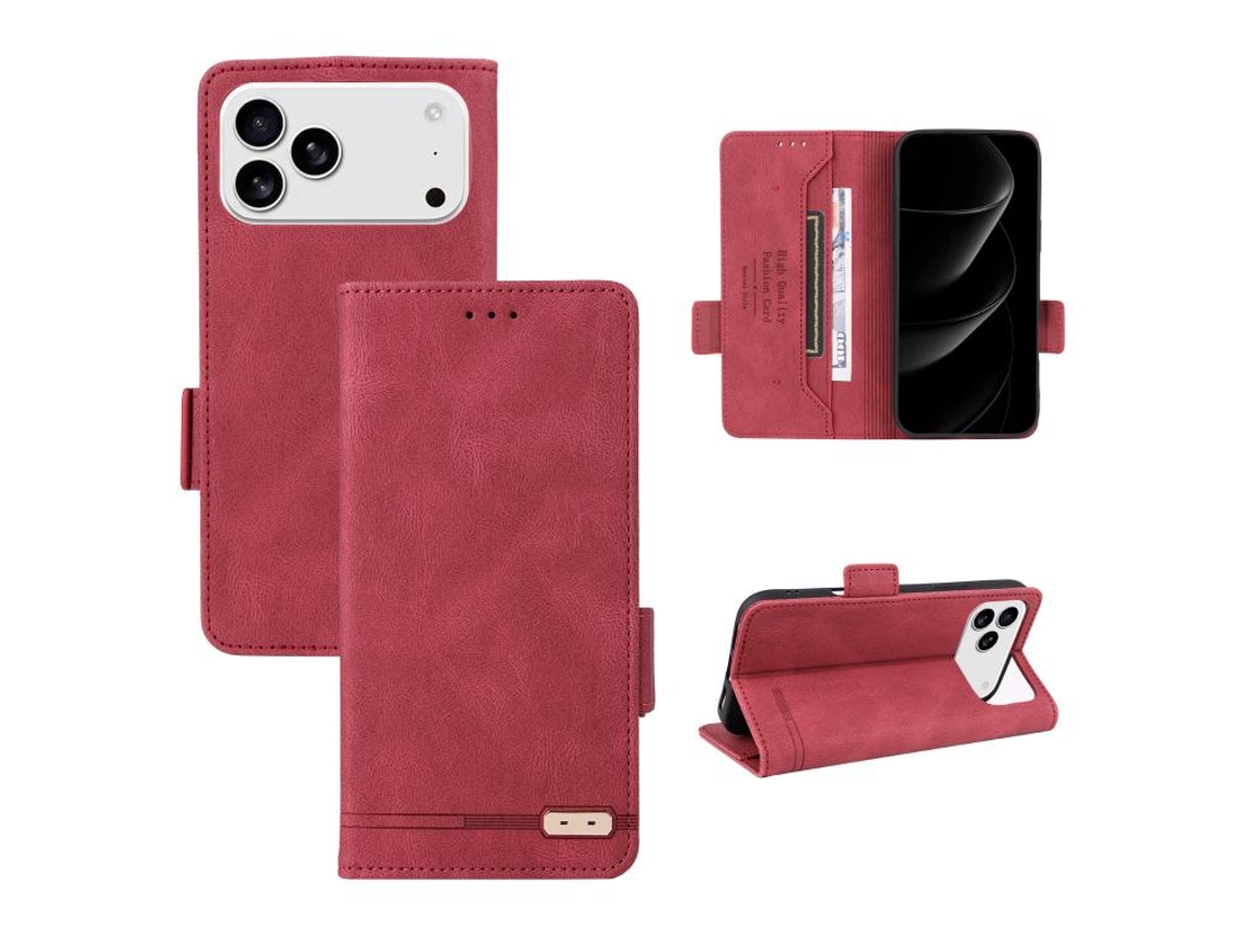Capa De Couro Para Iphone 17 Pro Com Fecho Magnético
