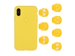 Capa protetora amarela criativa 7 em 1 para iPhone X com emoji substituível EOOCOO