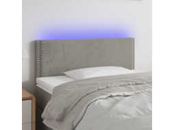 Vidaxl Cabeceira De Cama C/luzes Led Veludo 100x5x78/88 Cm Cinza-claro