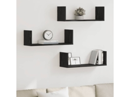 Vidaxl Prateleiras De Parede 3 Pcs Deriv. De Madeira Carvalho Preto