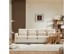 Sofá Moderno De Linho Para 4 Lugares, com Almofadas E Bolsos Nos Braços,estilo Simples,adequado Para Sala De Estar,apartamento Ou,3 Cores Disponíveis