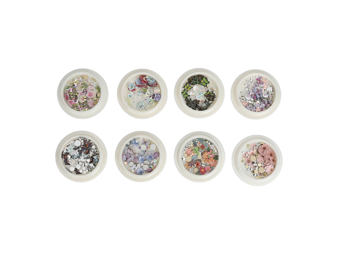 8pcs Laminas De Resina Mistas Para Unhas Com Glitter Colorido Decorativos De Manicure Diy