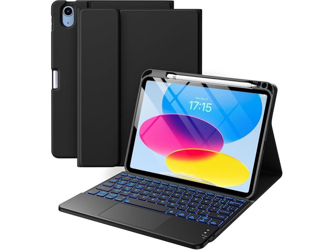 Preto, Ipad 12.9 Capa De Couro Teclado Retroiluminado Sensível Ao Toque Yunzii