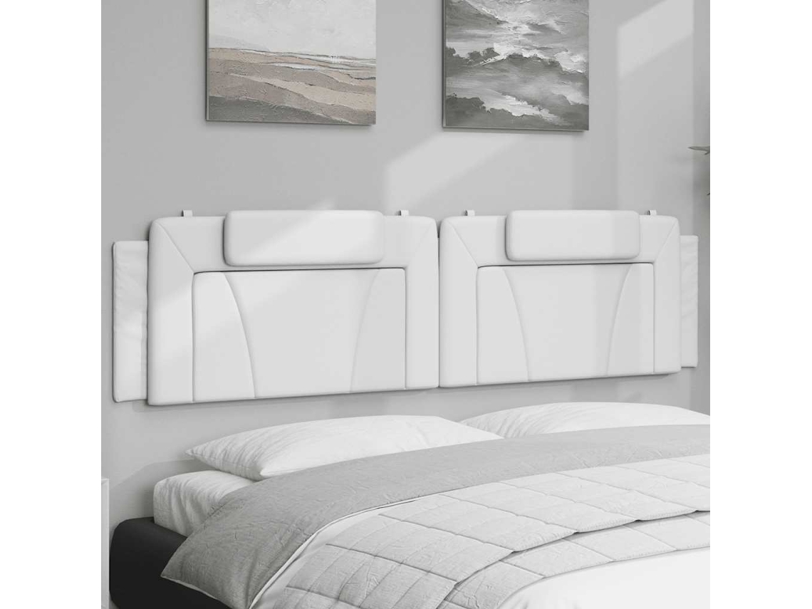 Vidaxl Almofadão De Cabeceira Viana 200 Cm Couro Artificial Branco