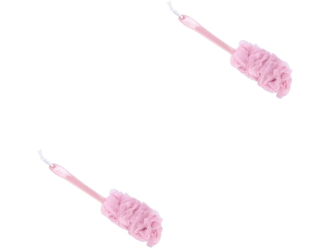 Conjunto De 2 Escovas Banho Esfoliantes Com Cabo Malha Macia E Colorida Para Uma Esfoliação Agradável, Rosa