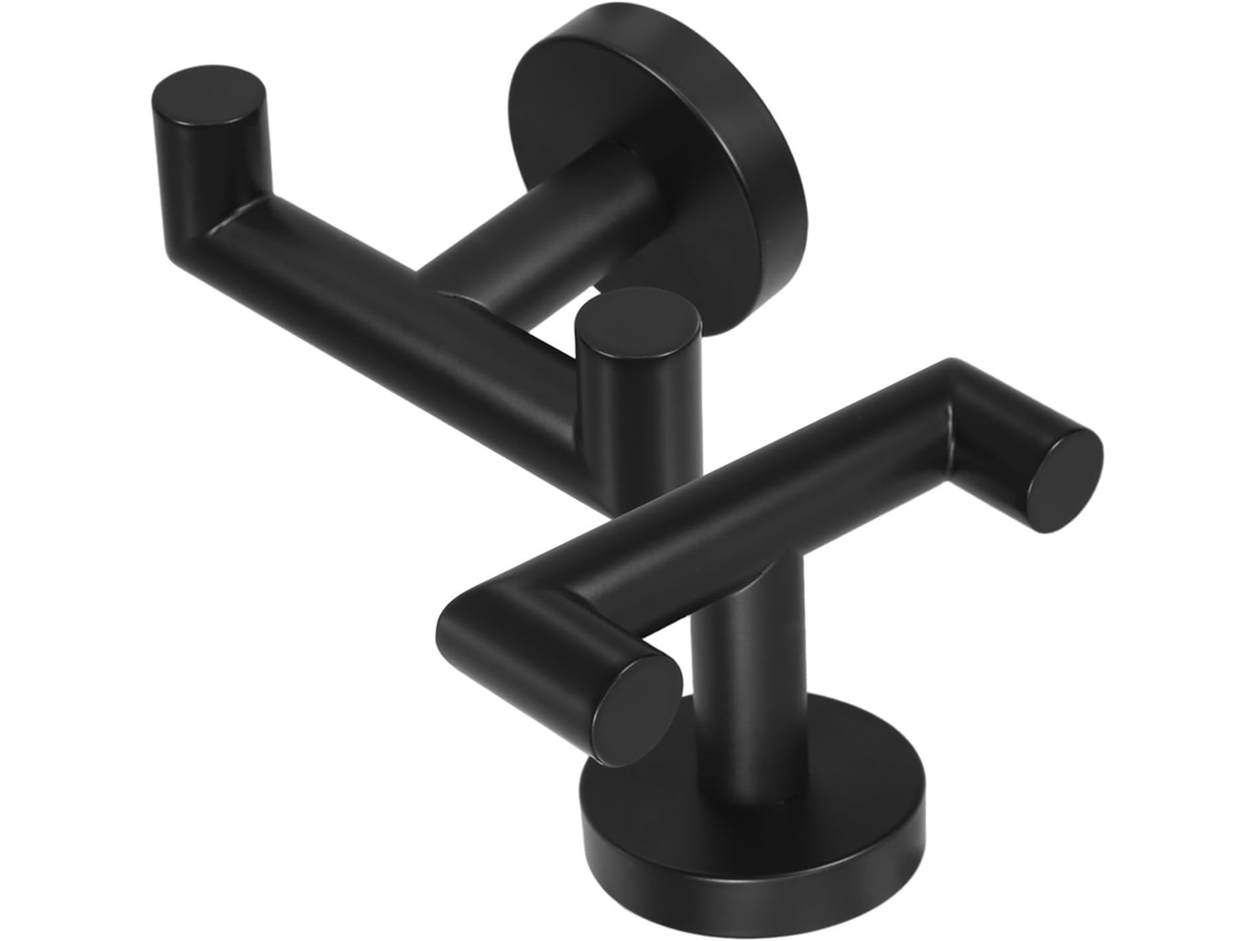 Suporte De Toalha Banheiro Healvian, Conjunto De 2 Ganchos, Montagem Na Parede, Preto, Aço Inoxidável 304, Com Design