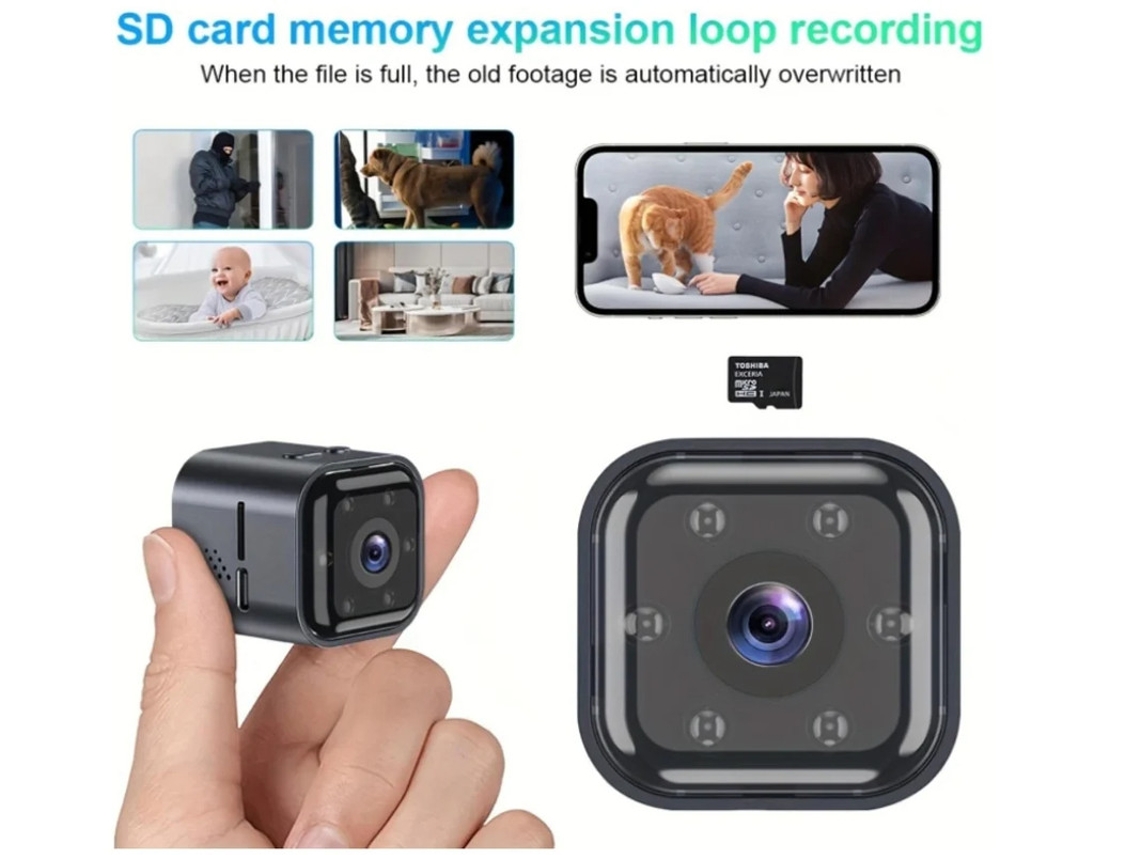 Câmera de vigilância WiFi Bestvite 2M HD1080P com intercomunicador bidirecional e monitoramento remoto, até 32 GB, preta