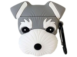 2026 estojo para Fones de Ouvido Sem Fio, Design de Cão Schnauzer Cartoon Fofo em Silicone Macio para Adolescentes e Meninas