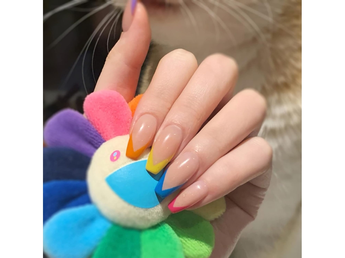 Unhas Postiças Unhas Postiças De Caixão Médio Unhas Postiças Com Cola Paraes E Meninas -St-02 ZMDECQNA