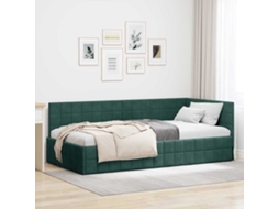 Vidaxl Estrutura De Cama De Canto Verde Escuro 90 Cm X 200 Cm Veludo