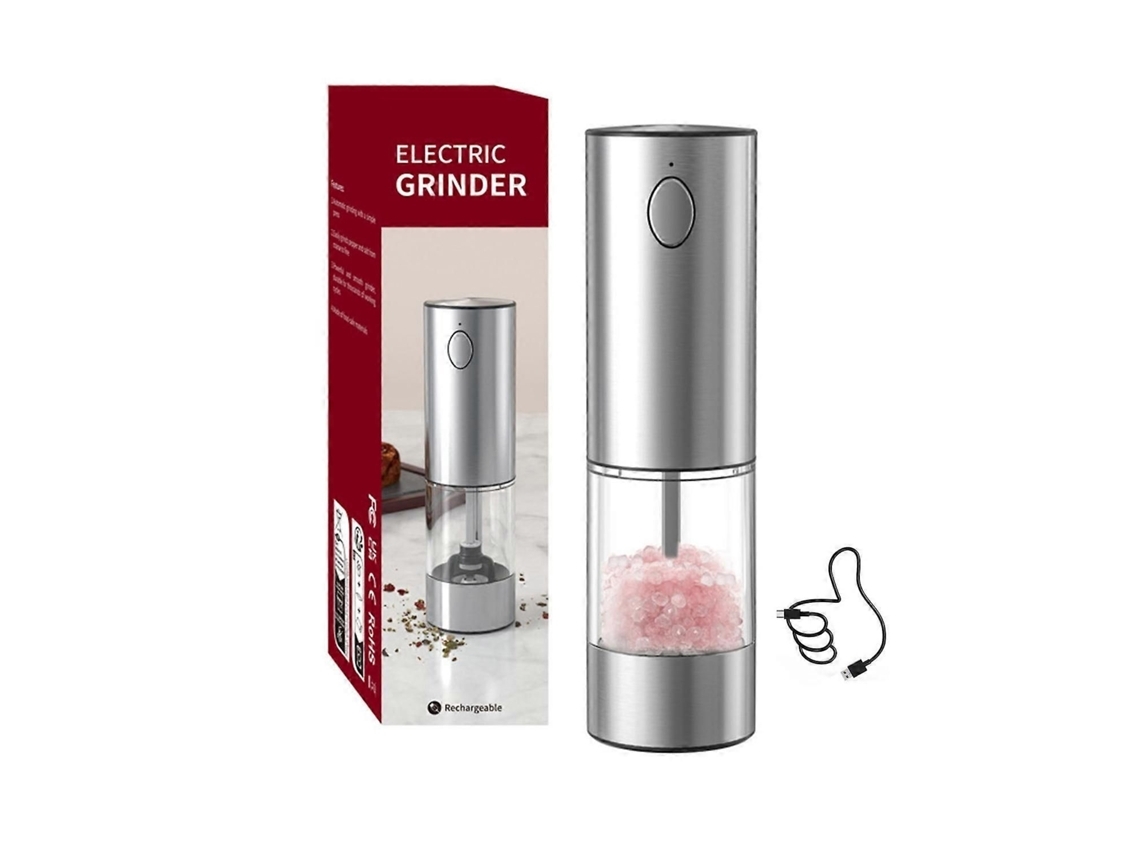 Moedor Elétrico De Sal E Pimenta Recarregável Via Usb Com Moagem Automática Um Toque