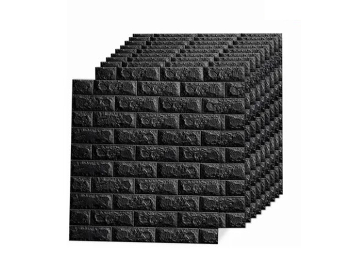 Primerox 10 Pcs Papel de Parede 3d Autoadesivo Preto Impermeável Xpe 35x38cm 5mm