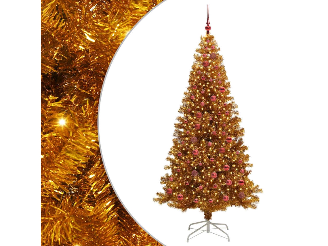 Árvore De Natal Artificial Com Led Vidaxl Dourado Plástico (210 Cm)