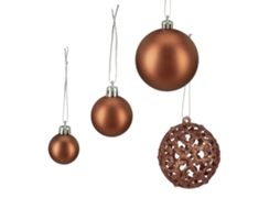 Relaxdays Conjunto 100 Bolas De Natal, Mate/brilhante/cintilante, Ø 3/4/6 Cm, Castanhas