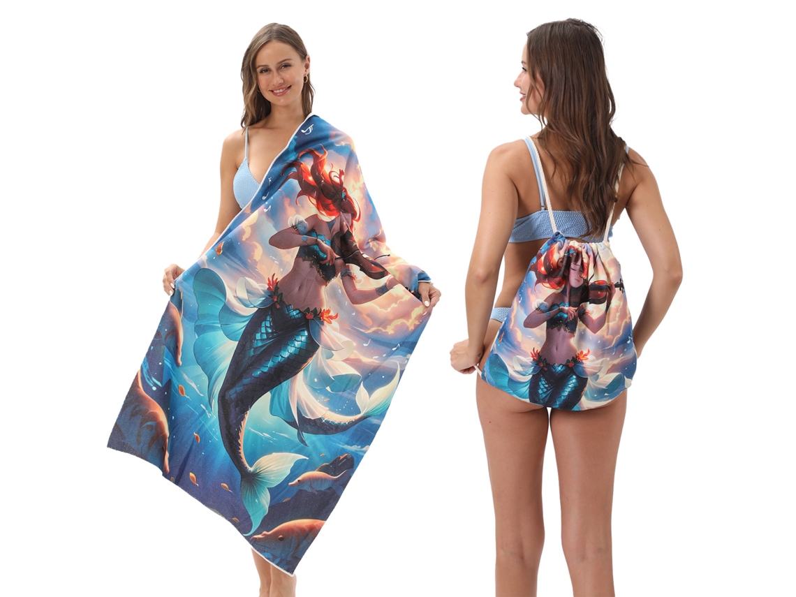 Toalha de Praia de Secagem Rápida 70 X 140 Cm: Mochila Absorvente Portátil 2 em 1 17 AQUAFORGE
