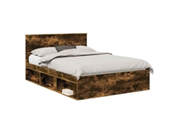Estrutura da Cama com Cabeceira Carvalho Defumado 160x200 cm MAISON EXCLUSIVE