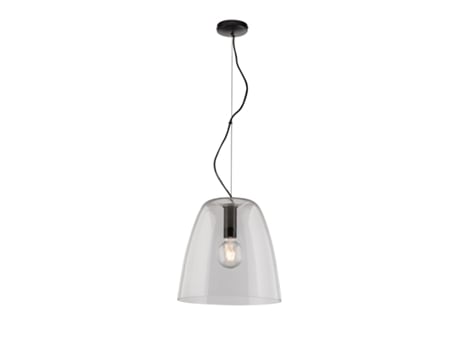 Suspensão Ares em Metal Preto com Difusor de Vidro Transparente de 35 cm