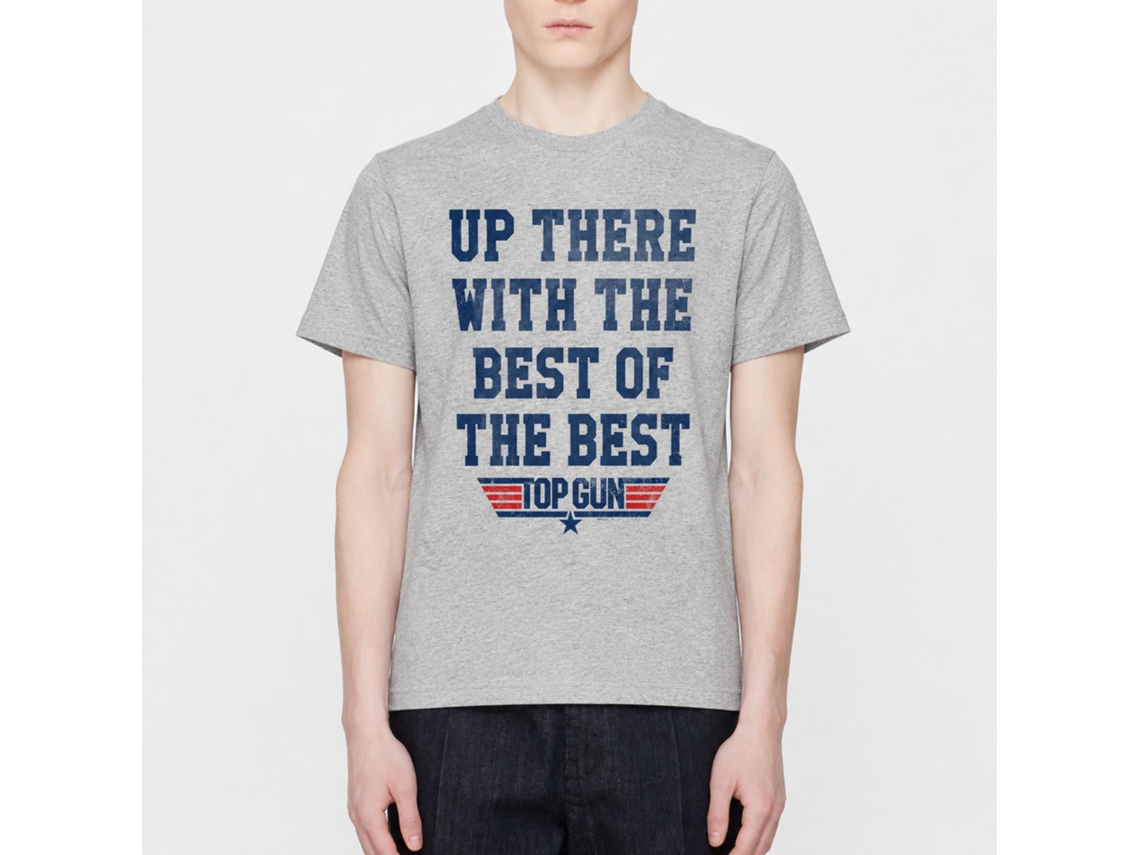 Rockinstone Top Gun Movie Best Of The Best Heather Gray Adult T-shirt Size:s