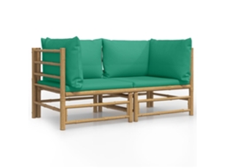Maison Exclusive - Sofás De Canto Para Jardim Bambu Com Almofadões 2 Pcs Verde