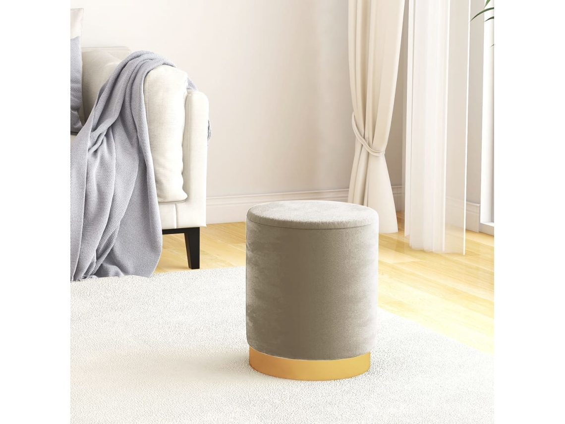 Vidaxl Banqueta Com Arrumação Redonda Veludo 31 X 37 Cm Cinzento-escuro