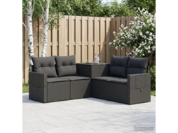 Vidaxl Conjunto De Sofás 5 Unid. Preto Rattan Poliéster E Aço