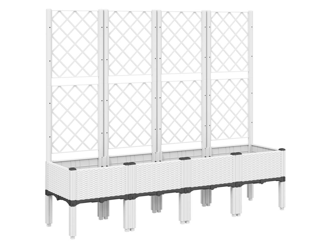 Vaso/Floreira de Jardim com Treliça VIDAXL Pp Branco 160 X 40 X 142 Cm