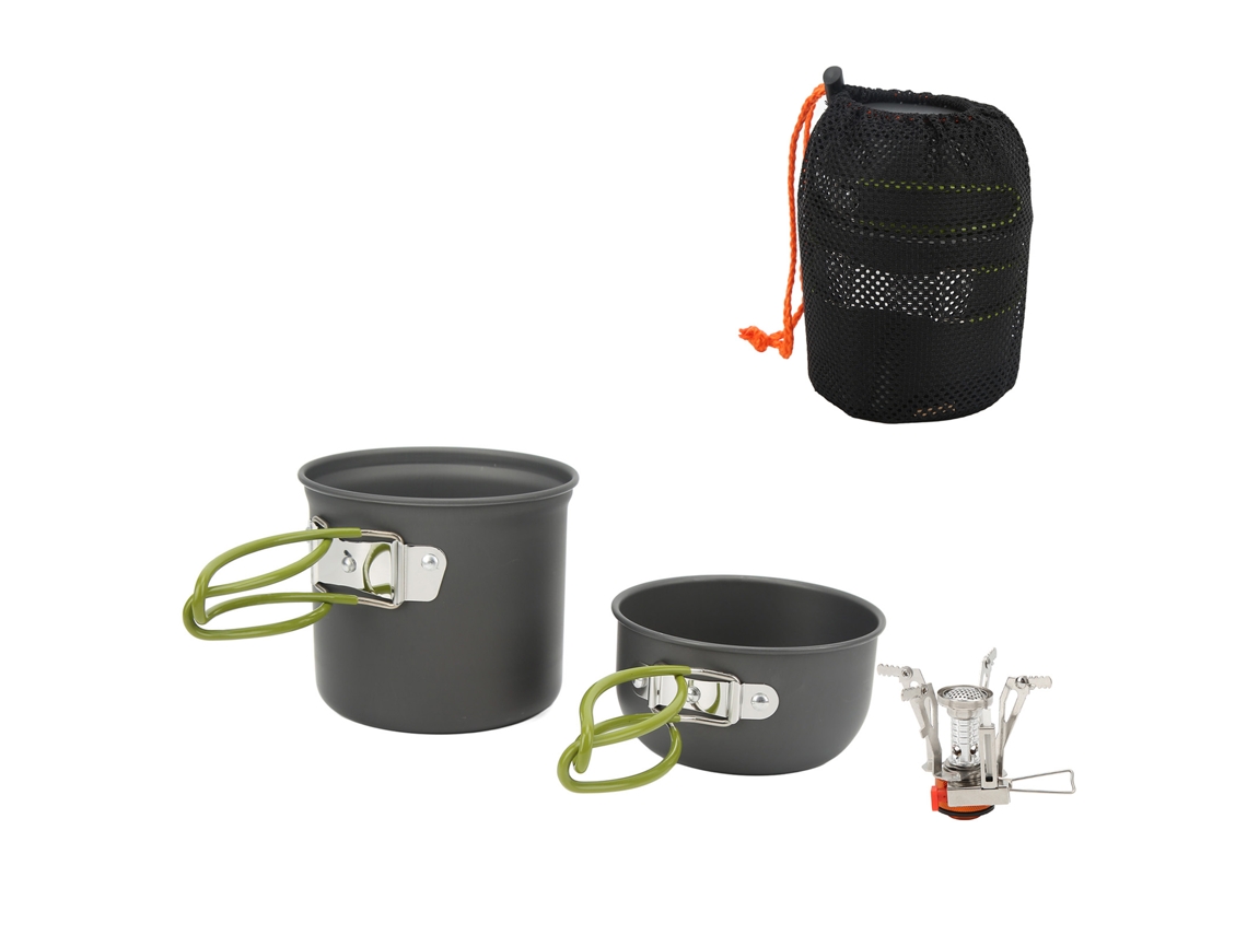 Conjunto de Cozinha de Camping Alumínio Portátil com Vara