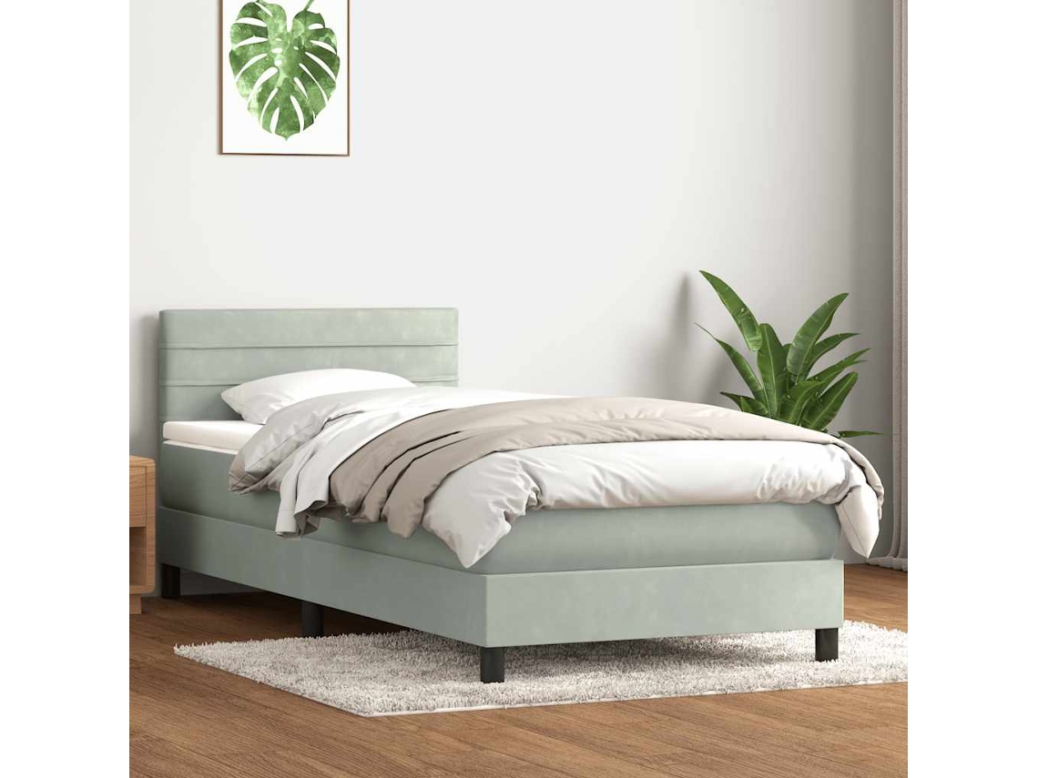 Cama Com Molas/colchão Cinzento-claro 80x210 Cm Veludo