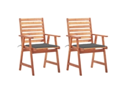 Vidaxl Cadeiras De Jantar P/ Jardim 2 Pcs C/ Almofadões Acácia Maciça