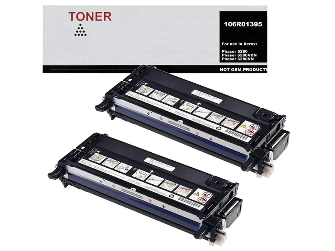 Toner 106R01395 Pack 2 Cartuchos de Toner Compatible Con Xerox Phaser 6280 GENÉRICO