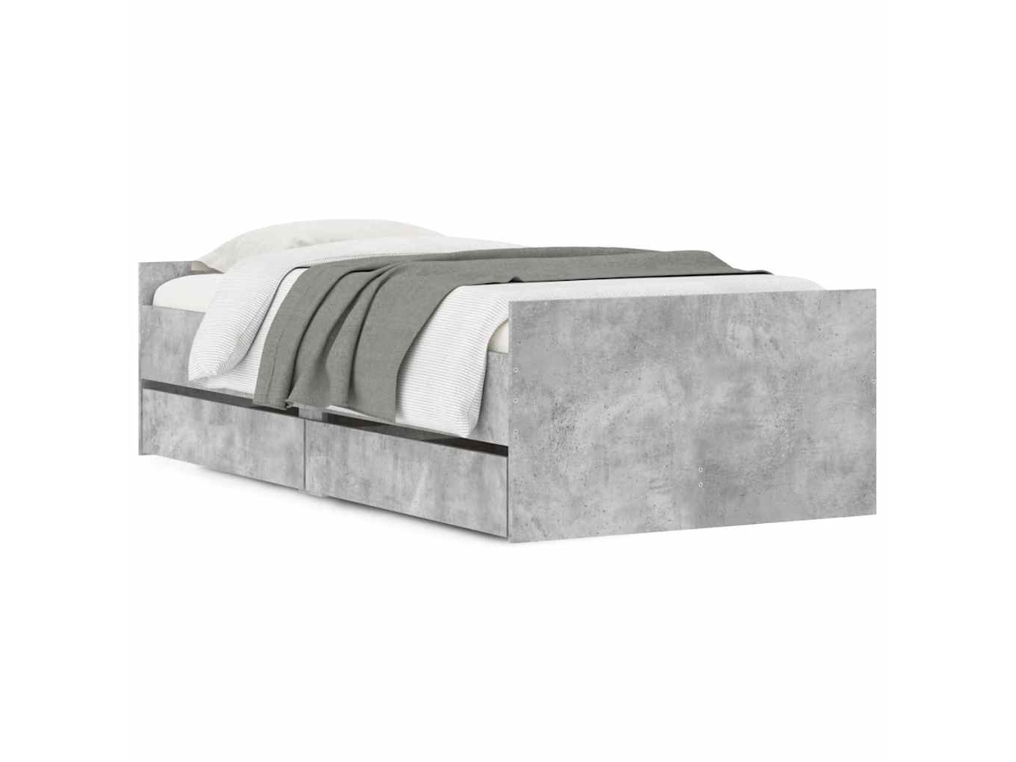 Bed Frame, Bed Frames Vidaxl Cinzeto Madeira Processada (90 X 200 Cm)