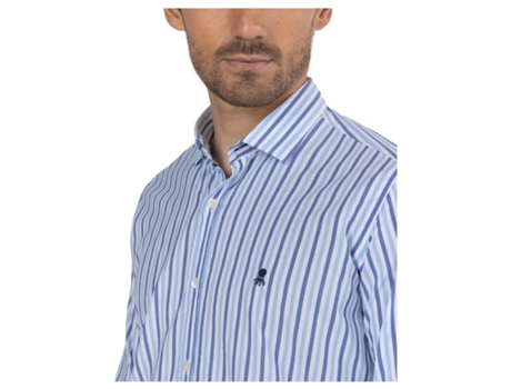 Camisa de Homem PULPO Bicolor Raya Azul (S)
