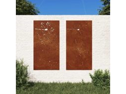 Vidaxl Decorações P/ Muro De Jardim 2 Pcs Aço Corten Design Flores