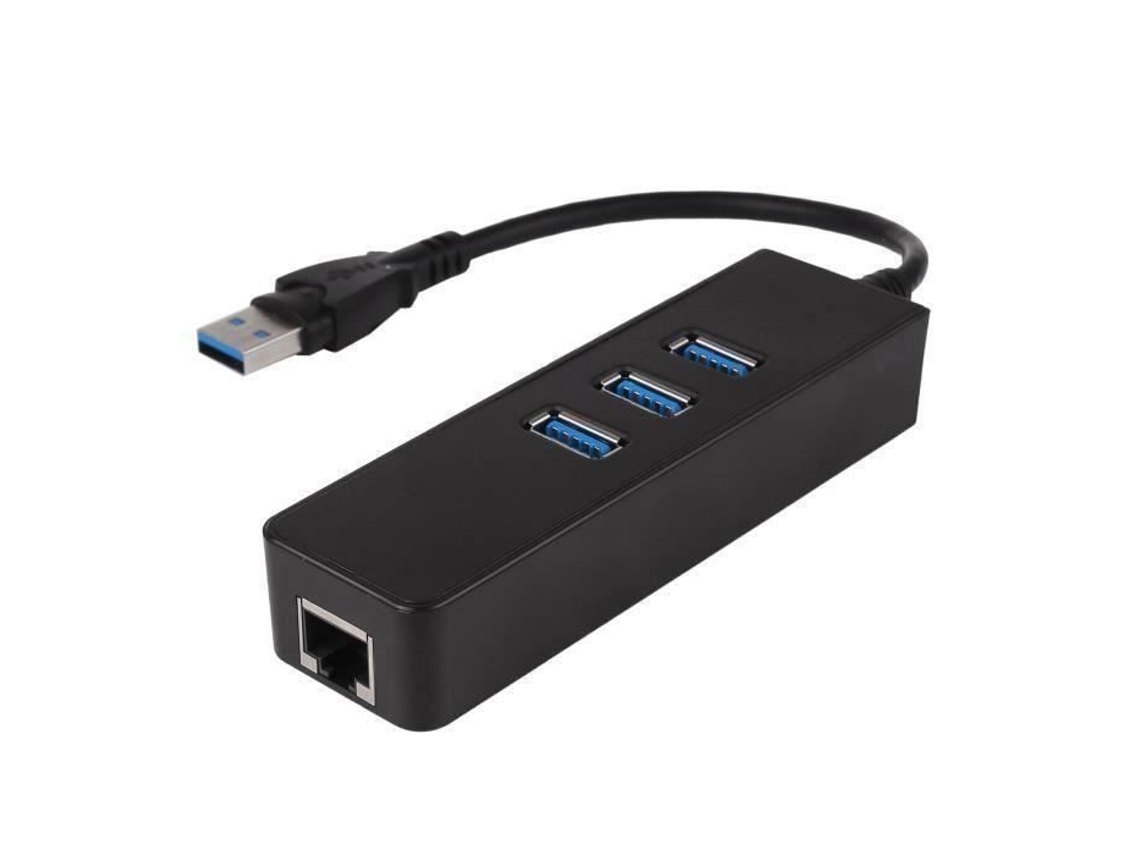 Adaptador Ethernet Usb 3.0 A 1000mbps Gigabit Rj45 3 Portas Hub De Rede Com Fio Usb3.0 Coswk37337*