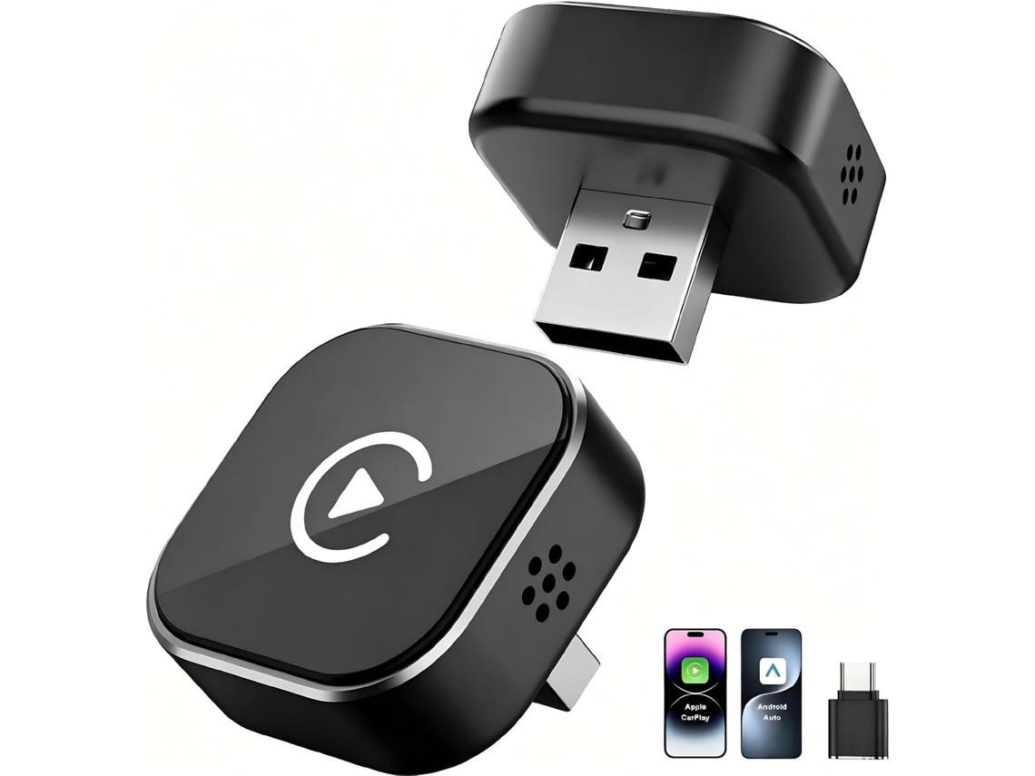 Mini Adaptador Sem Fio Carplay Para Apple/android, 2 Em 1, Plug Play.