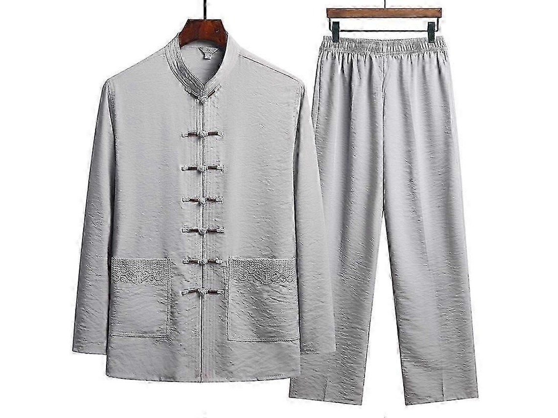 Camiseta Para Homem De Linho E Algodão - Lavagem À Mão Fria, Passar A Temperatura Normal Cinza Claro